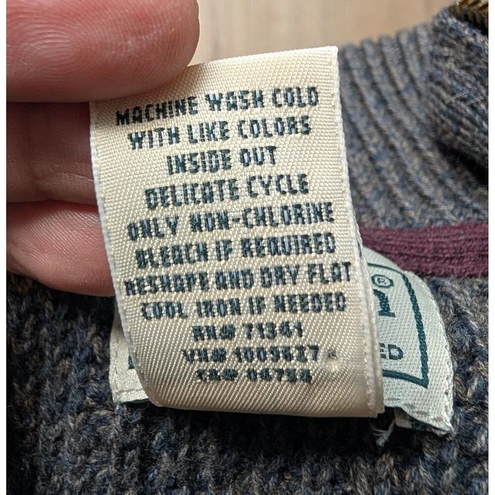 NWOT LL Bean Size S Organic Cotton Waffle Sweater Quarter Zip Gray Marl Gorpcore